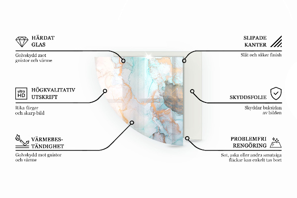 Četrtina kroga steklo za pod kamin Mozaični vzorci v ploščicah