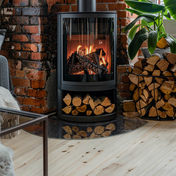 Četrtina kroga steklo za pod kamin Tekstura kamnite površine