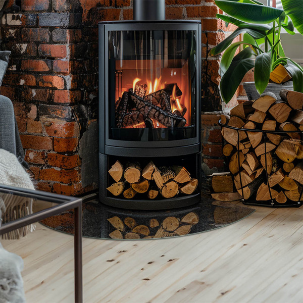 Četrtina kroga kaljeno steklo za pod kamin Tekstura kamnite površine