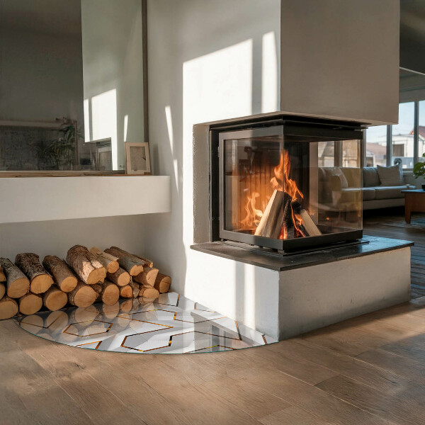 Četrtina kroga ognjevarno steklo za kamin 3D geometrijski vzorec