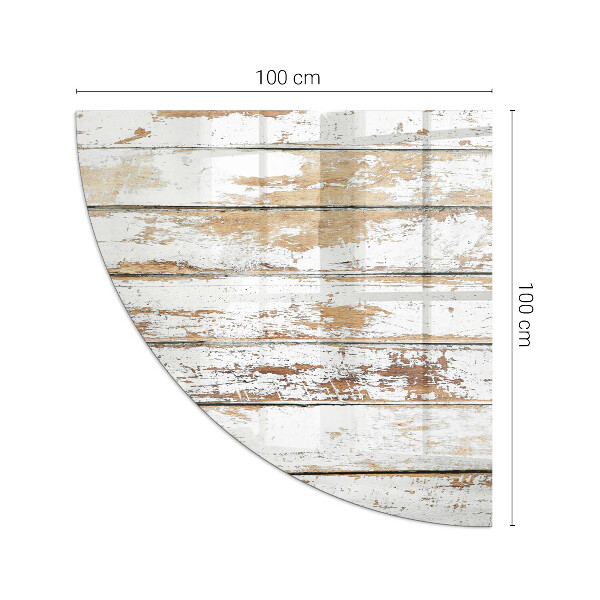 Četrtina kroga steklo za pod kamin Poškodovana lesena deska