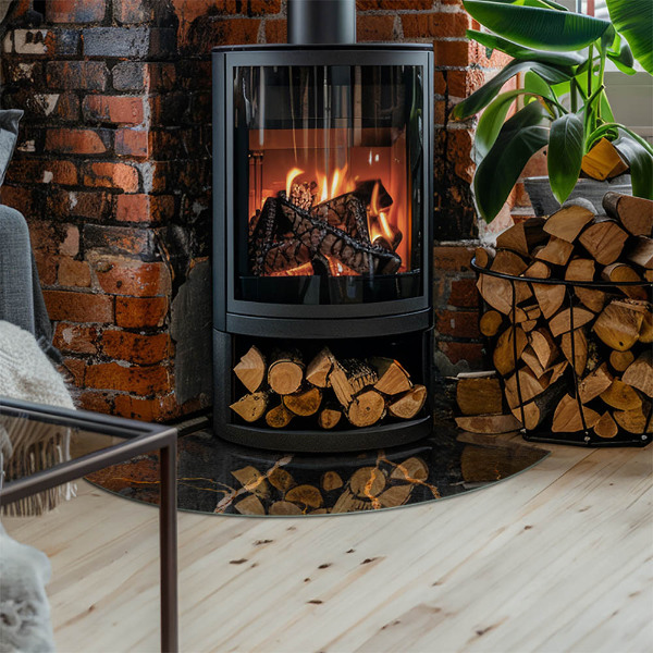 Četrtina kroga steklo za pod kamin Eleganten marmor z žilami