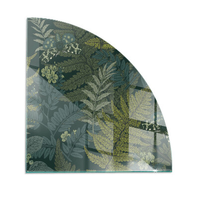 Četrtina kroga kaljeno steklo za pod kamin Rastlinski motivi z metulji