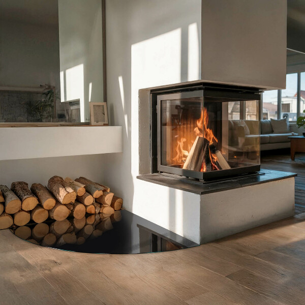 Četrtina kroga steklo za pod kamin Barva črna