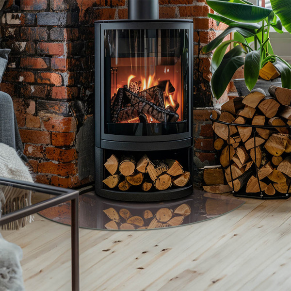 Četrtina kroga steklo za pod kamin Barva Bež