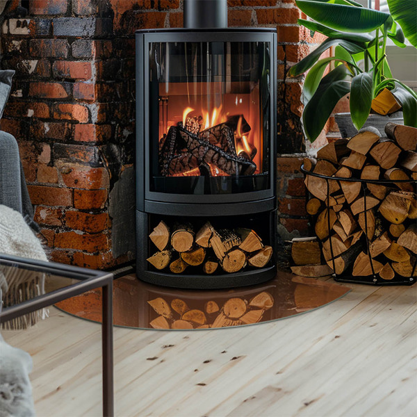 Četrtina kroga steklo za pod kamin Barva rjava