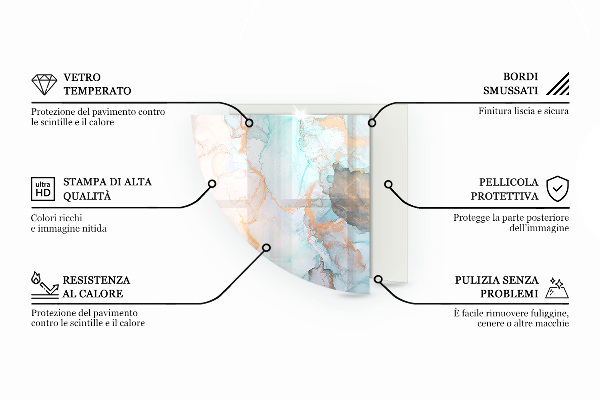 Četrtina kroga kaljeno steklo za pod kamin Slonokoščena barva