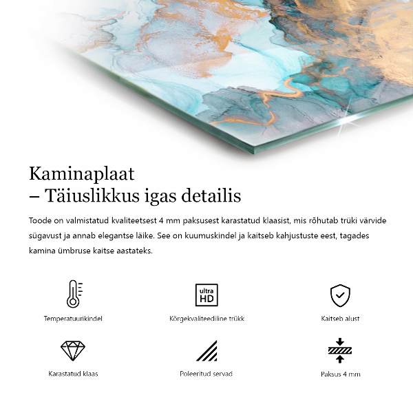 Kvadratna kaljeno steklo za kamin Tridimenzionalna geometrija