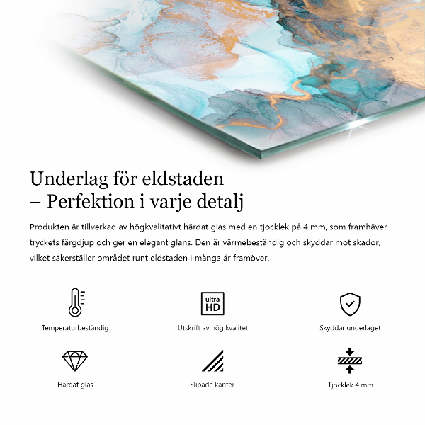 Kvadratna podložna plošča za kamin Valovi nežnih linij