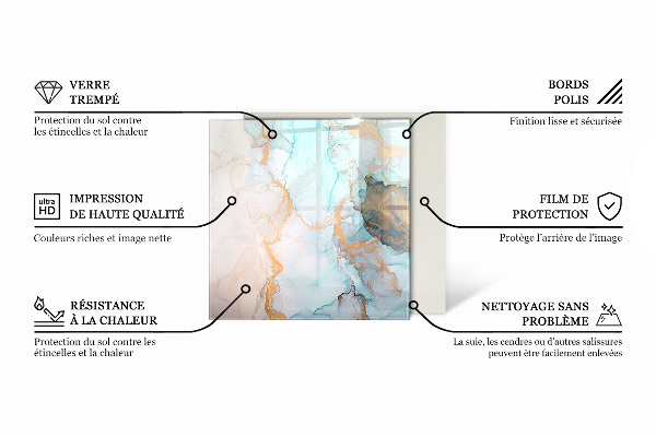 Kvadratna kaljeno steklo za kamin Abstraktni organski vzorec