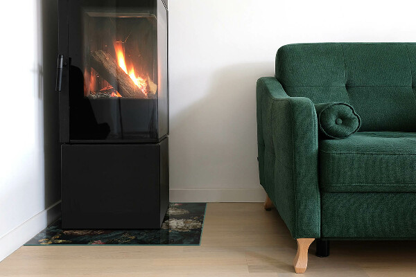 Kvadratna steklo za kamin Cvetlični vzorec z metulji