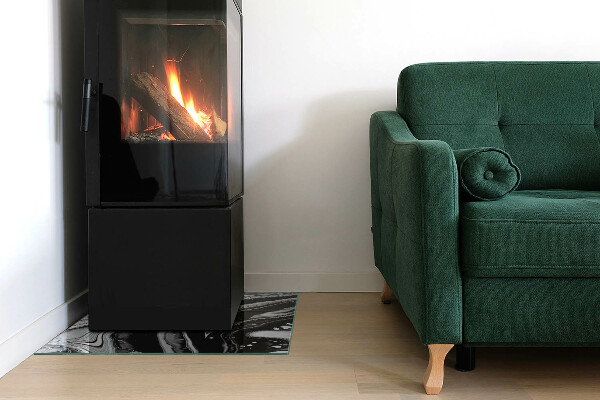 Kvadratna kaljeno steklo za kamin Abstraktni valovi in ​​črte