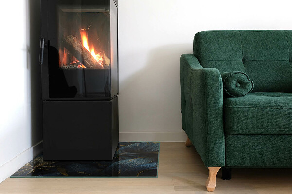 Kvadratna steklo za kamin Elegantna tekstura listov