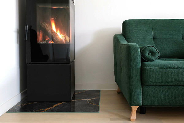 Kvadratna kaljeno steklo za kamin Eleganten marmor z žilami