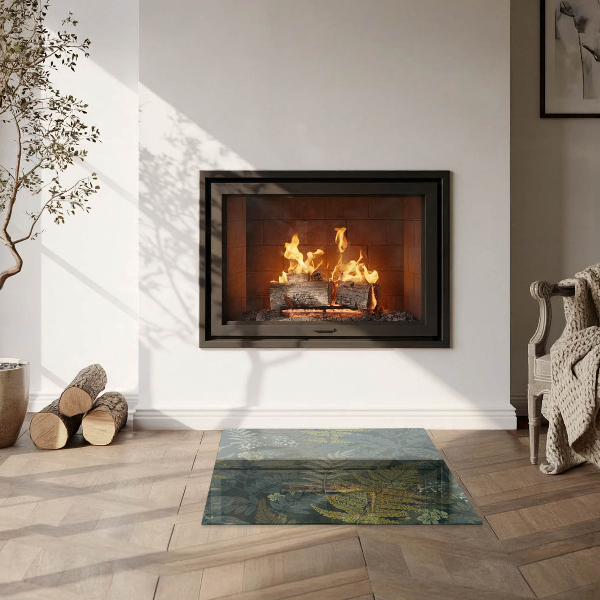 Kvadratna podložna plošča za kamin Rastlinski motivi z metulji