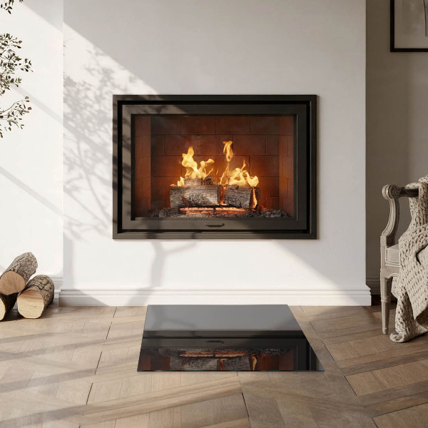 Kvadratna kaljeno steklo za kamin Barva črna