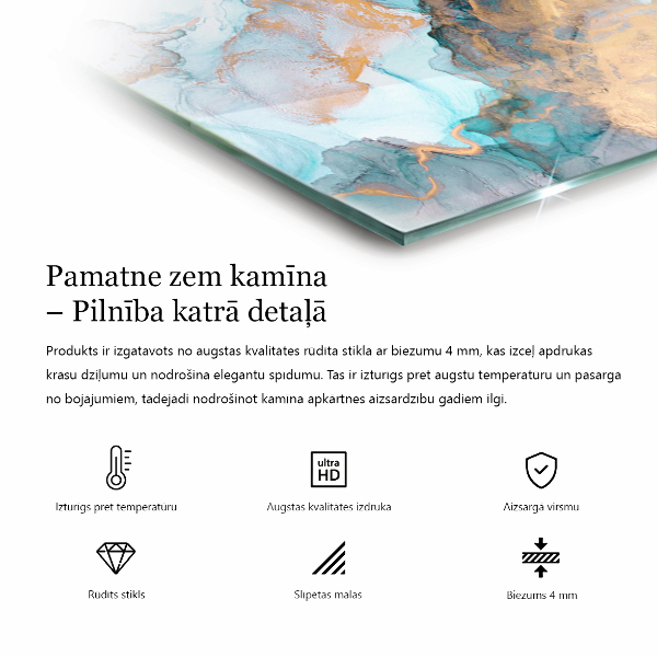 Kvadratna kaljeno steklo za kamin Barva Svetlo vijolična