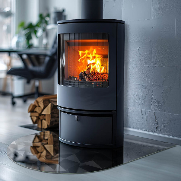 Polovalna steklo za pod kamin Tridimenzionalna geometrija