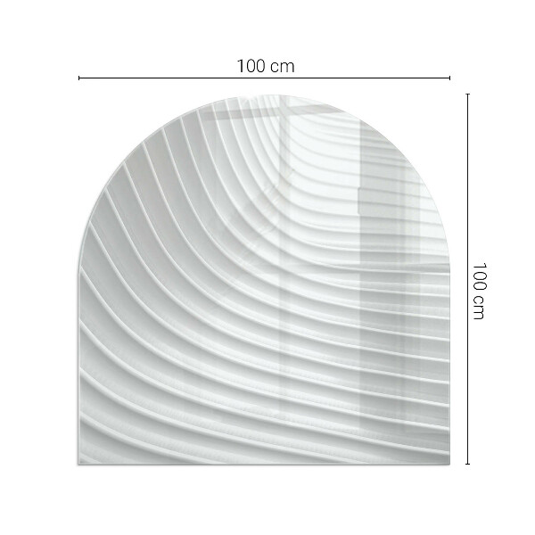 Polovalna kaljeno steklo za pod kamin Valovi nežnih linij