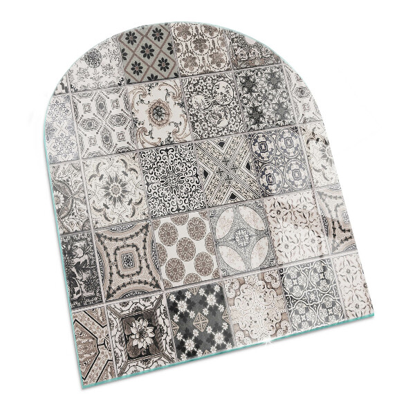 Polovalna steklo za pod kamin Dekorativni vzorci ploščic