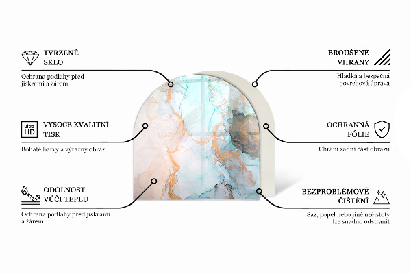 Polovalna steklo za pod kamin Eleganten marmorni vzorec