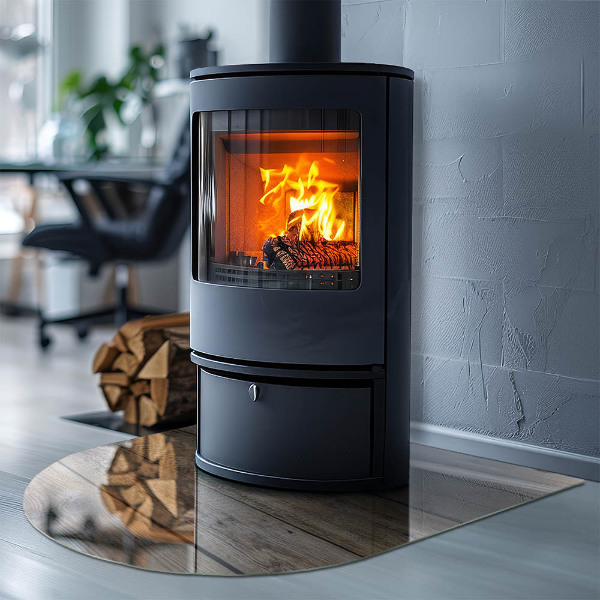 Polovalna steklo za pod kamin Tekstura lesenih desk