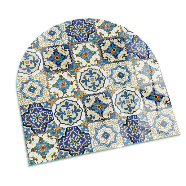 Polovalna ognjevarno steklo za kamin Mozaični vzorec s cvetjem