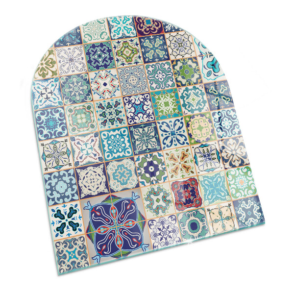 Polovalna steklo za pod kamin Mozaični vzorci na ploščicah