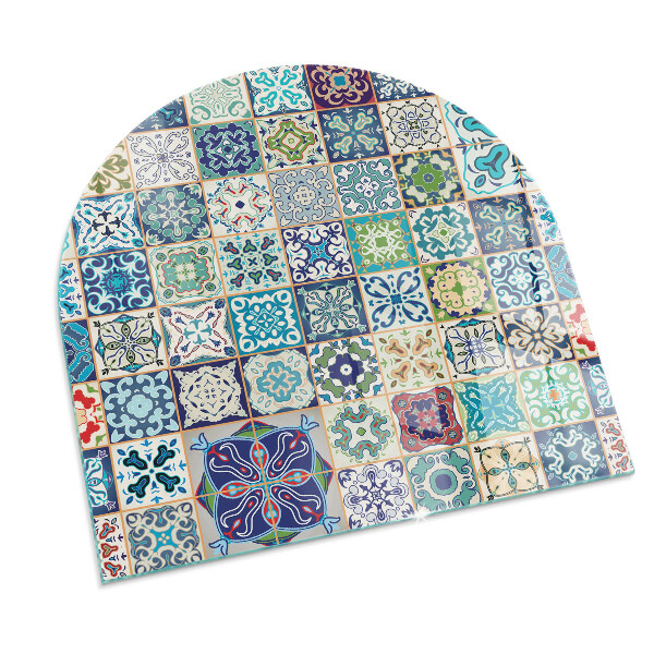 Polovalna steklo za pod kamin Mozaični vzorci na ploščicah