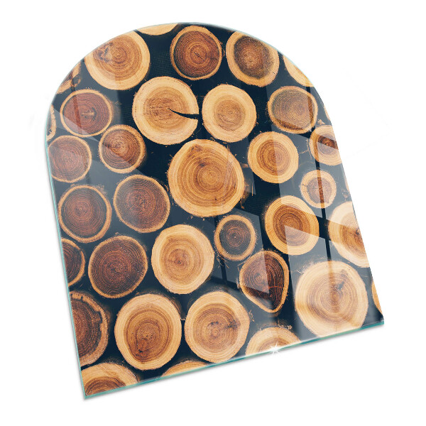 Polovalna kaljeno steklo za pod kamin Škatla z rezanim lesom