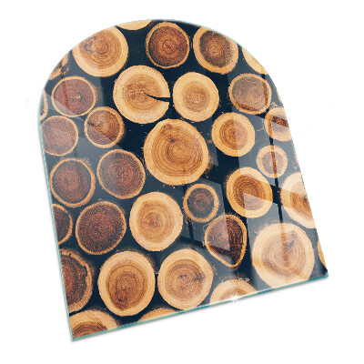 Polovalna kaljeno steklo za pod kamin Škatla z rezanim lesom