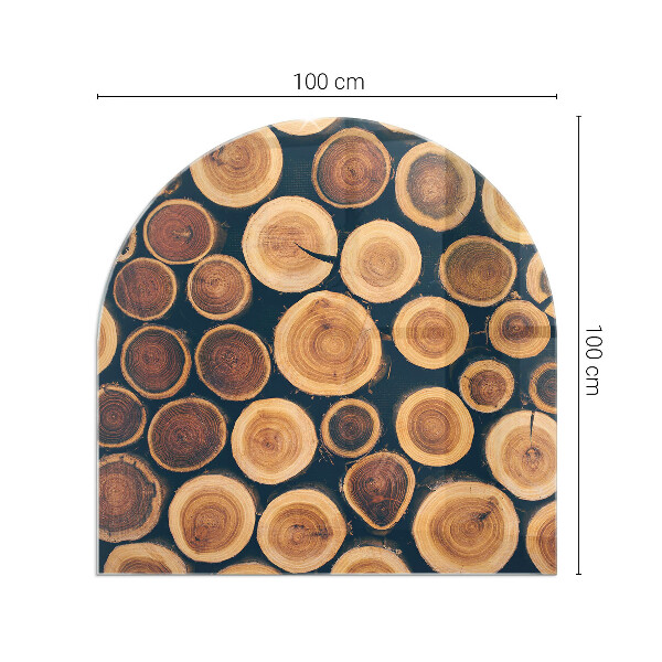 Polovalna kaljeno steklo za pod kamin Škatla z rezanim lesom