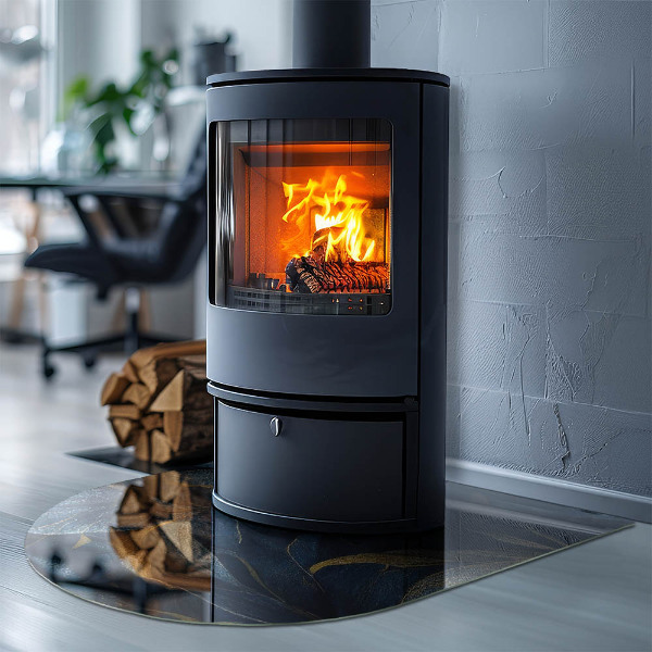 Polovalna ognjevarno steklo za kamin Elegantna tekstura listov