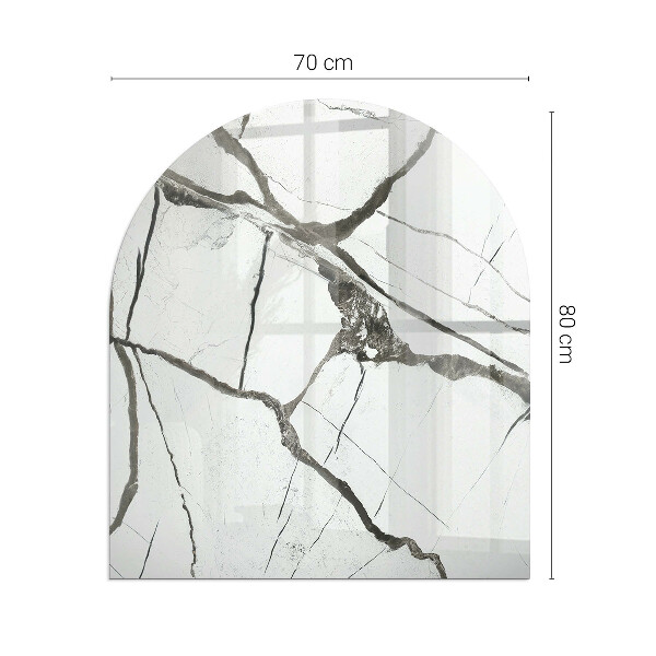 Polovalna kaljeno steklo za pod kamin Vzorec marmornih žil