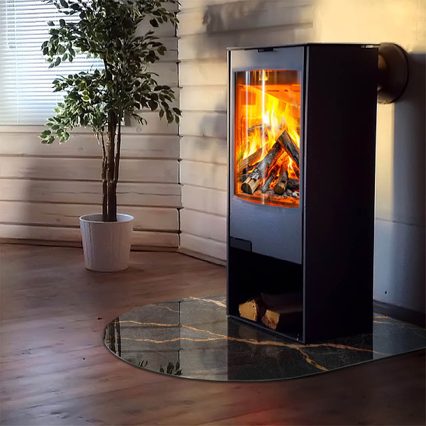 Polovalna steklo za pod kamin Eleganten marmor z žilami