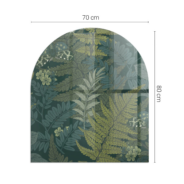 Polovalna kaljeno steklo za pod kamin Rastlinski motivi z metulji