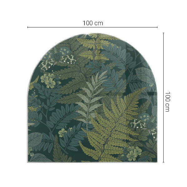 Polovalna kaljeno steklo za pod kamin Rastlinski motivi z metulji