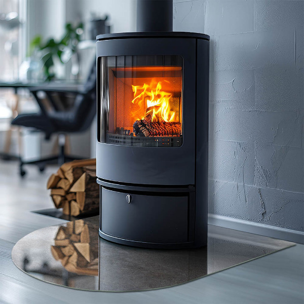 Polovalna steklo za pod kamin Vzorec naravnega kamna