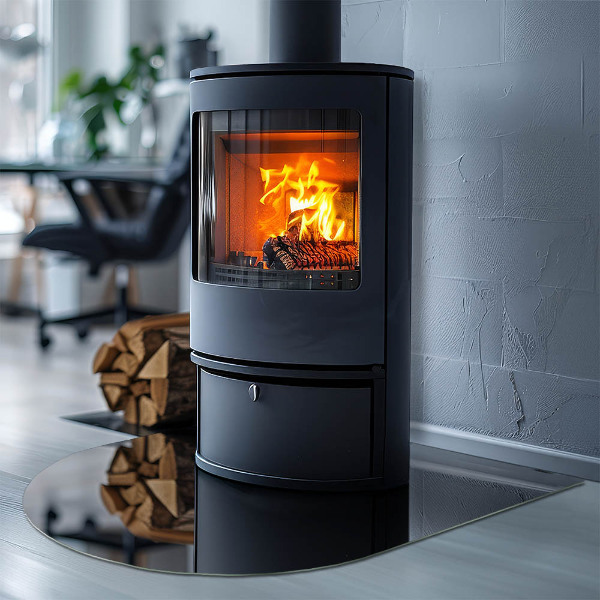 Polovalna steklo za pod kamin Barva črna