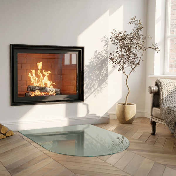 Polovalna ognjevarno steklo za kamin Sivo-zelena barva