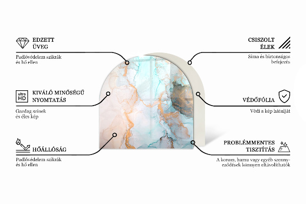 Polovalna kaljeno steklo za pod kamin Barva rjava