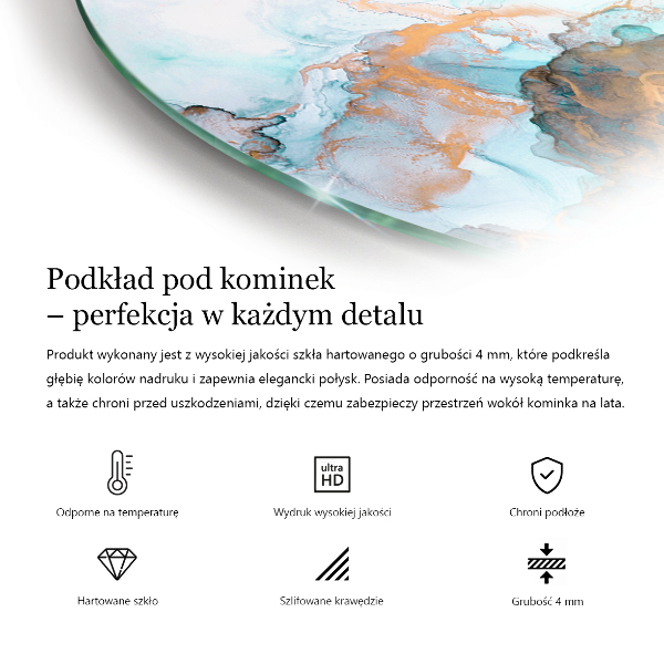 Polovalna kaljeno steklo za pod kamin Barva siva