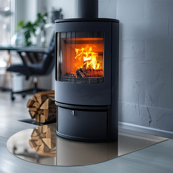 Polovalna kaljeno steklo za pod kamin Barva Bež