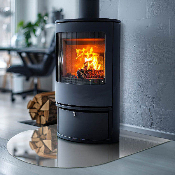 Polovalna kaljeno steklo za pod kamin Slonokoščena barva