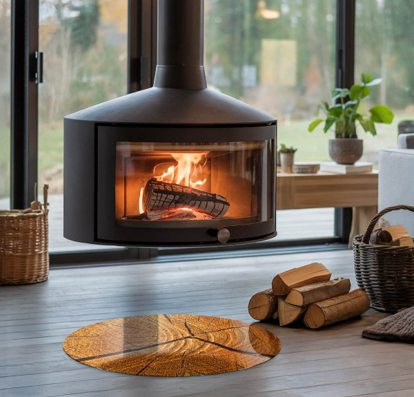 Okrogla steklo za pod kamin Lesna vlakna v prerezu