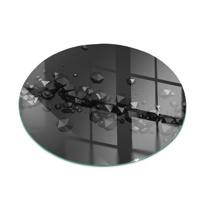 Okrogla steklo za pod kamin Abstraktni oblak trdnih snovi