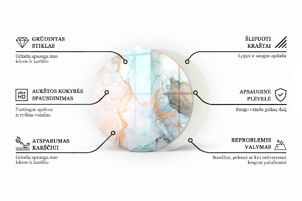Okrogla steklo za pod kamin Vzorci keramičnih ploščic
