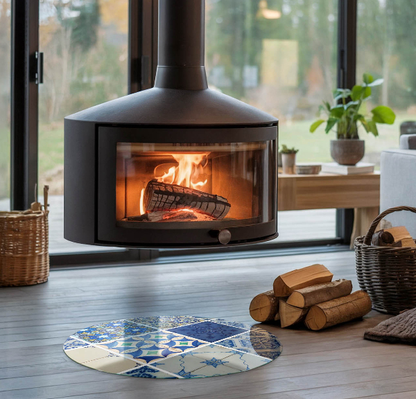 Okrogla steklo za pod kamin Vzorci keramičnih ploščic