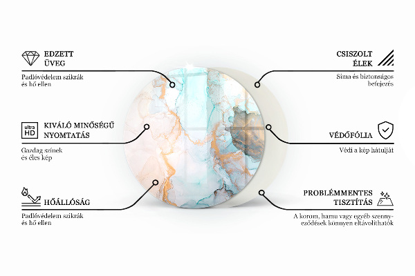 Okrogla podložno steklo za kamin Dekorativni vzorci ploščic