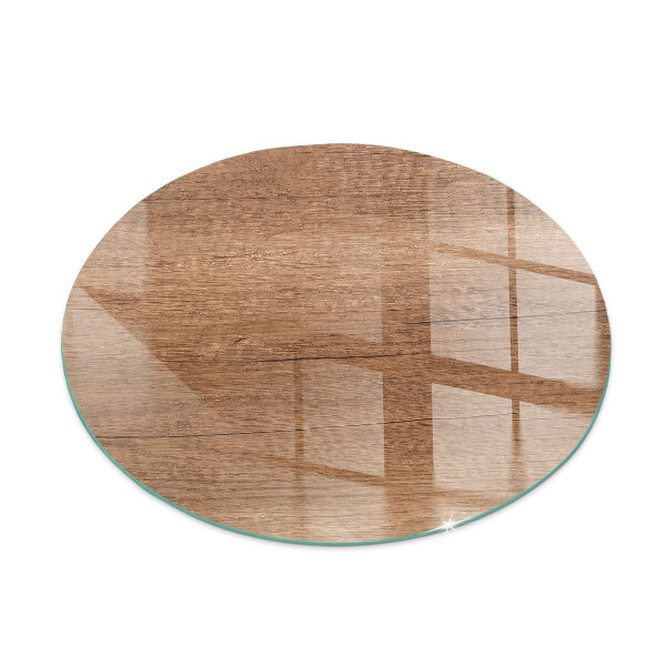Okrogla steklena podložna plošča za kamin Naravni lesni vzorec